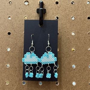 Rain cloud Dangled Perler Bead Earrings